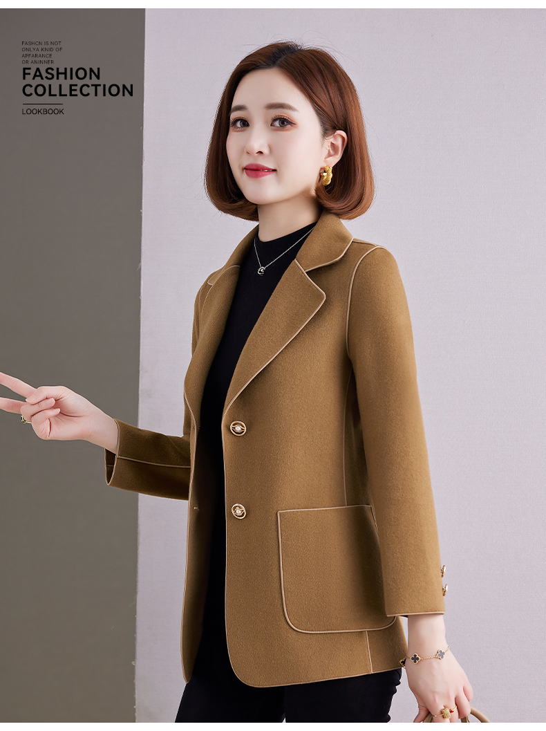 双面毛呢西装外套女2025秋冬新款中年妈妈高级感冬季羊毛呢子大衣